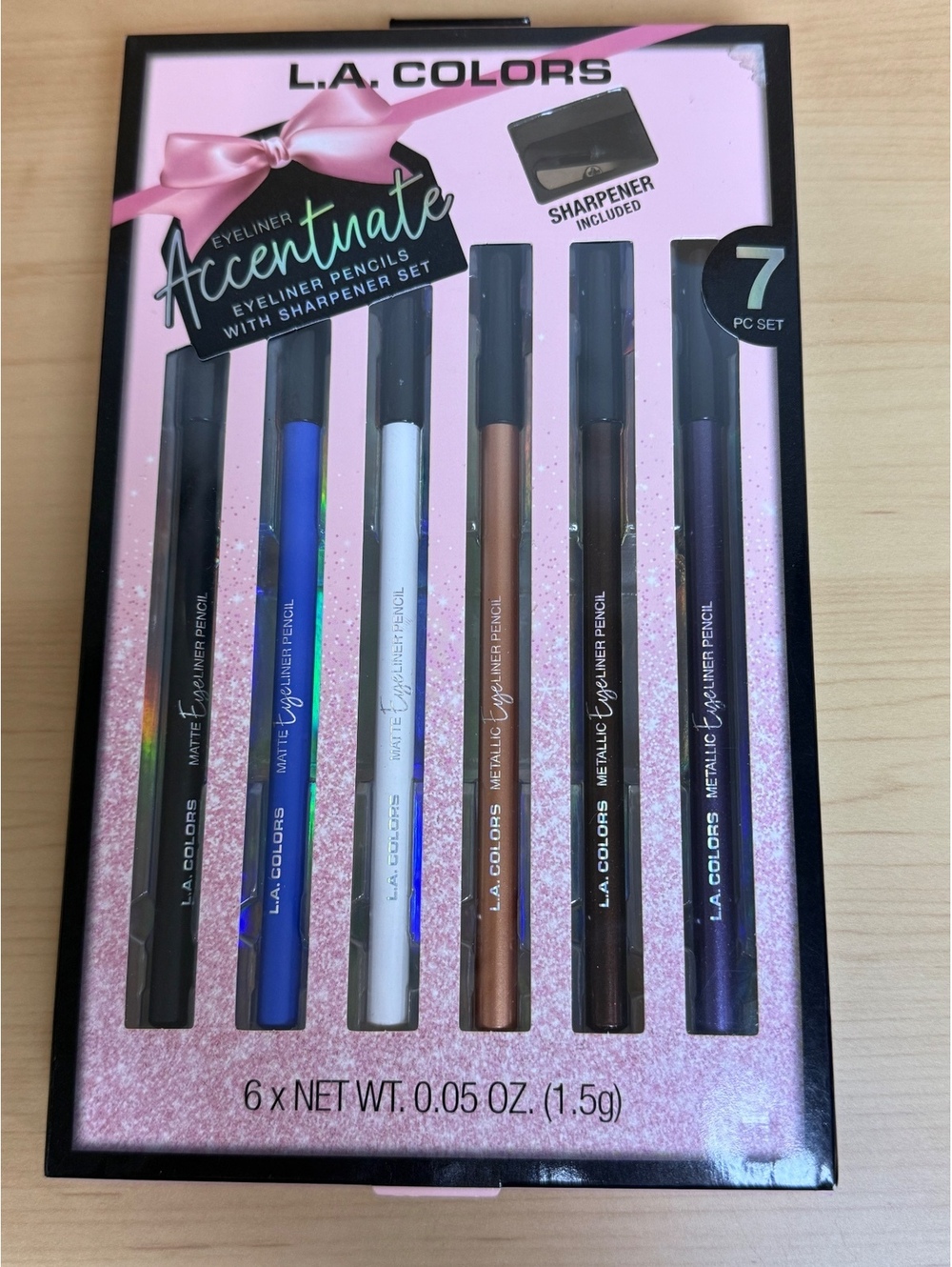 L.A. COLORS Accentuate Eyeliner Pencil Set with Sharpener - 7 Piece